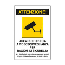 Homegarden - Targa area sotto videosorvegl. 180x120 ades