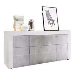 Madia a 4 ante moderna Modello July Struttura Bianca - 4 ante battenti color Grigio - interno suddiviso da 1 ripiani Dimensio ...