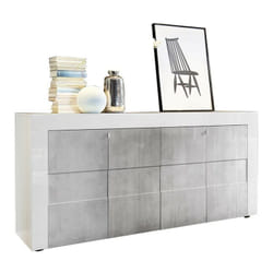 2c) Mobile madia 4 ante grigio e struttura bianca 181x42xh.84 cm.(JULYM4ABIBE)