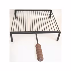 BISTECCHIERA GRATICOLA SEMPLICE CM.40X45 Pratica e particolare graticola con piedi in ferro come base appoggio e manico in le ...