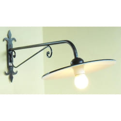 Cruccolini - lampada applique lanterna ferro battuto con piatto rustica CM.90 plafoniera