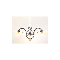 Cruccolini - lampadario lampada a catena 3 piatti smaltati D.20 in ferro battuto