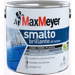Smalto Acrilpoliuretanico all’acqua con finitura brillante per interni ed esterni, Bianco, 2L La speciale formula acrilica ri ...