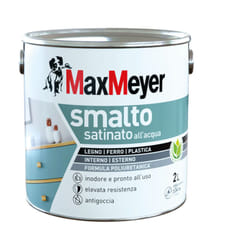 Max Meyer - MaxMeyer Smalto All'Acqua Poliuretanico Effetto Satinato, Bianco, 2L