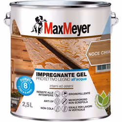 Impregnante Gel Protettivo Legno All'acqua per Interno ed Esterno, Noce Chiaro, 2.5L Impregnante all'acqua formula Gel è idea ...
