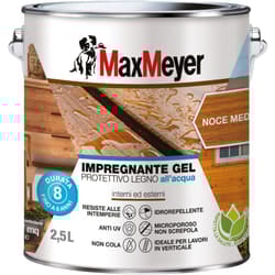 Max Meyer - MaxMeyer Impregnante Gel Protettivo Legno All'acqua, Noce Medio, 2.5L