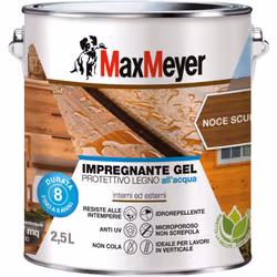 Impregnante Gel Protettivo Legno All'acqua per Interno ed Esterno, Noce Scuro, 2.5L Impregnante all'acqua formula Gel è ideal ...