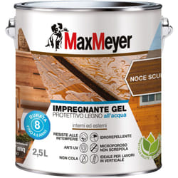 Max Meyer - MaxMeyer Impregnante Gel Protettivo Legno All'acqua, Noce Scuro, 2.5L