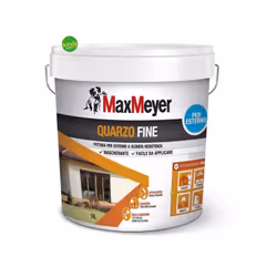 PITTURA PER ESTERNI QUARZO FINE, a marchio MaxMeyer, di colore bianco, è ideale per imbiancare le pareti esterne della tua ca ...