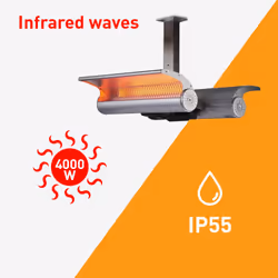 Sined Stufa Infrarossi Soffitto Doppio Riscaldatore Riflettente a Soffitto Da 4000w Grigio Realizzate In Acciaio Inox e Alluminio Anodizzato Di Altissima Qualita Grado Di Protezione Ip65 Telecomando - Vista aggiuntiva 3