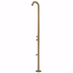 Sined Quartu Doccia Per Esterni In Acciaio 316l Con Soffione e Lavapiedi h 2289 Cm Inox Oro Con Soffione Deviatore e Lavapiedi