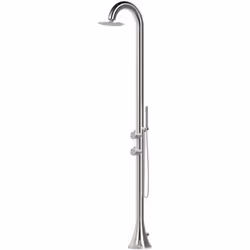 doccia piscina sined luna in acciaio inox 316l acciaio spazzolato con doccino flessibile acqua calda e fredda per interni ed ...