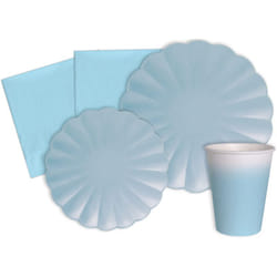 Ciao - Kit Party Tavola Flower Shape per 8 persone (44 pezzi: 8 piatti Ø23cm, 8 piatti Ø18cm, 8 bicchieri 200ml, 20 tovaglioli 33x33cm) in carta