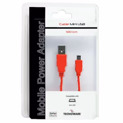 Tecnoware 1m USB A - MiniUSB B cavo USB USB 2.0 Mini-USB B Rosso