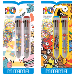 Mitama Penna Top Ten - 10 Colori, Penna a sfera multifunzione, Multicolore
