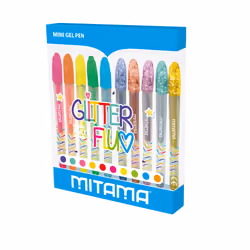 Mitama Penne mini gel glitter e fluo pz 10, Penna in gel con cappuccio, Multicolore, Multicolore, 95 mm, 120 mm, 15 mm
