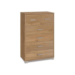 Cassettiera noce con 6 cassetti in legno nobilitato.