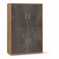 Mobile credenza a 4 ante colore struttura noce stelvio e frontale ossido nero con 4 ripiani interni regolabili. Dimensioni in ...