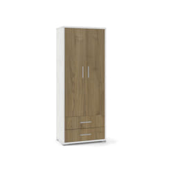 Armadio mobile multiuso bianco con 2 cassetti e 4