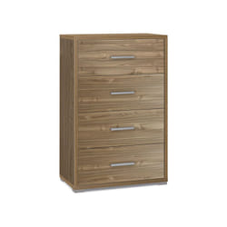 Cassettiera noce stelvio con 4 cassetti in legno.