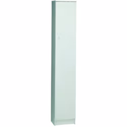 Colonna multiuso bianca in truciolare nobilitato, spessore 16 mm, con 3 ripiani regolabili. Ideale per ottimizzare spazi e or ...
