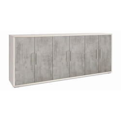 Mobile Basso Bianco Cemento Armadio 6 Ante 200 tv Moderno Credenza Legno