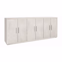 Mobile basso porta tv moderno in kit di montaggio colore ossido bianco. Dimensioni ingombro 203x41x84 cm. Armadio basso con s ...