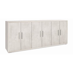 Credenza Armadio Basso Legno Mobile 6 Ante 200 Bianco Ripiani tv Moderno