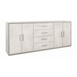 Sarmog - Credenza Armadio Cemento Bianco Basso 4 Ante 4 Cassetti in Legno Tv
