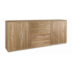 Sarmog - Credenza Armadio Noce 200 cm Basso 4 Ante 4 Cassetti in Legno Tv