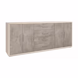 Mobile contenitore colore struttura ossido bianco e frontale cemento in legno truciolare nobilitato rivestito in melaminico, ...