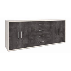 Credenza Bianco Nero Armadio 200 cm 4 Ante 4 Cassetti Basso in Legno Tv