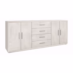 Mobile contenitore colore ossido bianco in legno truciolare nobilitato rivestito in melaminico, con 4 ante battenti e 4 casse ...