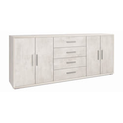 Credenza Bianco Armadio 200 cm 4 Ante 4 Cassetti Basso in Legno Porta Tv