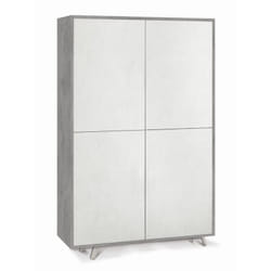Mobile Cemento Bianco Credenza 4 Ante Armadio Ripiani Soggiorno Ingresso