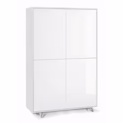 Mobile con 4 ante in colore struttura ossido bianco frontale bianco lucido con 4 ripiani interni regolabili. Dimensioni ingom ...