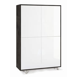 Madia Armadio Nero Bianco Lucido Credenza con Ripiani 4 Ante Soggiorno