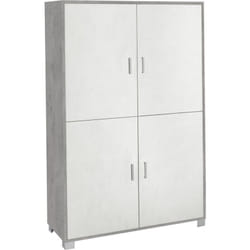 Credenza 4 Ante Armadio Bianco Cemento Mobile Buffet Ripiani Dispensa
