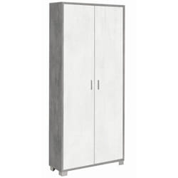 Sarmog - Armadio Slim 2 Ante 190 cm Cemento Bianco con Ripiani Mobile Scarpiera