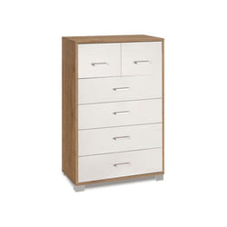 Sarmog - Cassettiera noce con 6 cassetti bianchi in legno