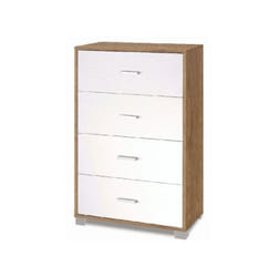 Cassettiera noce e bianca con 4 cassetti in legno