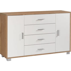 Madia Noce Bianco Mobile Credenza 2 Ante 4 Cassetti Contenitore Salotto