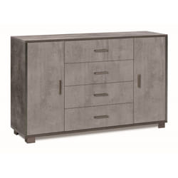 Credenza Nero Grigio 2 Ante 4 Cassetti Madia Mobile Contenitore Salotto
