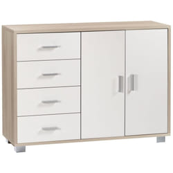 Sarmog - Madia Olmo Bianco Credenza Mobile 2 Ante 4 Cassetti Contenitore Salone
