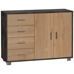 Mobile Nero Noce Credenza Bassa Madia 2 Ante 4 Cassetti Salone Ufficio