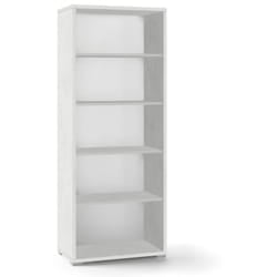Libreria in Legno Bianco con 5 Ripiani a Giorno Ufficio Scaffale Moderna