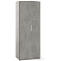 Armadio 2 Ante Alto 200 Grigio Multiuso Ufficio Mobile Moderno Camera Cameretta