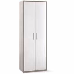 Armadio a 2 ante battenti stile moderno struttura colore grigio beton e frontale ossido bianco realizzata in legno melaminico ...