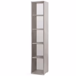 Mobile alto libreria verticale con 5 ripiani totali compresa la base di cui 2 regolabili in altezza e 2 fissi, colore grigio  ...