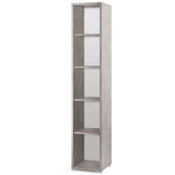 Mobile Libreria 40 a Colonna 200 cm Grigia 5 Ripiani a Giorno da Ufficio Stretta